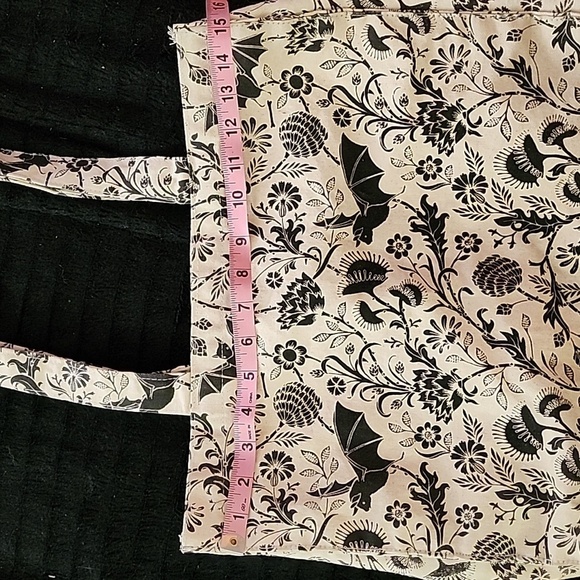 Whimsigoth Floral Bat Tote Bag - Picture 3 of 7